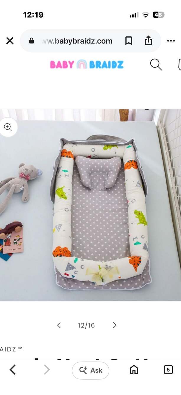 Portable Baby Nest Sleeper with Dinosaur Print